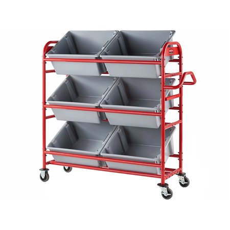 Rubbermaid 3-Shelf Metal Tote Picking Cart Red (2144269)