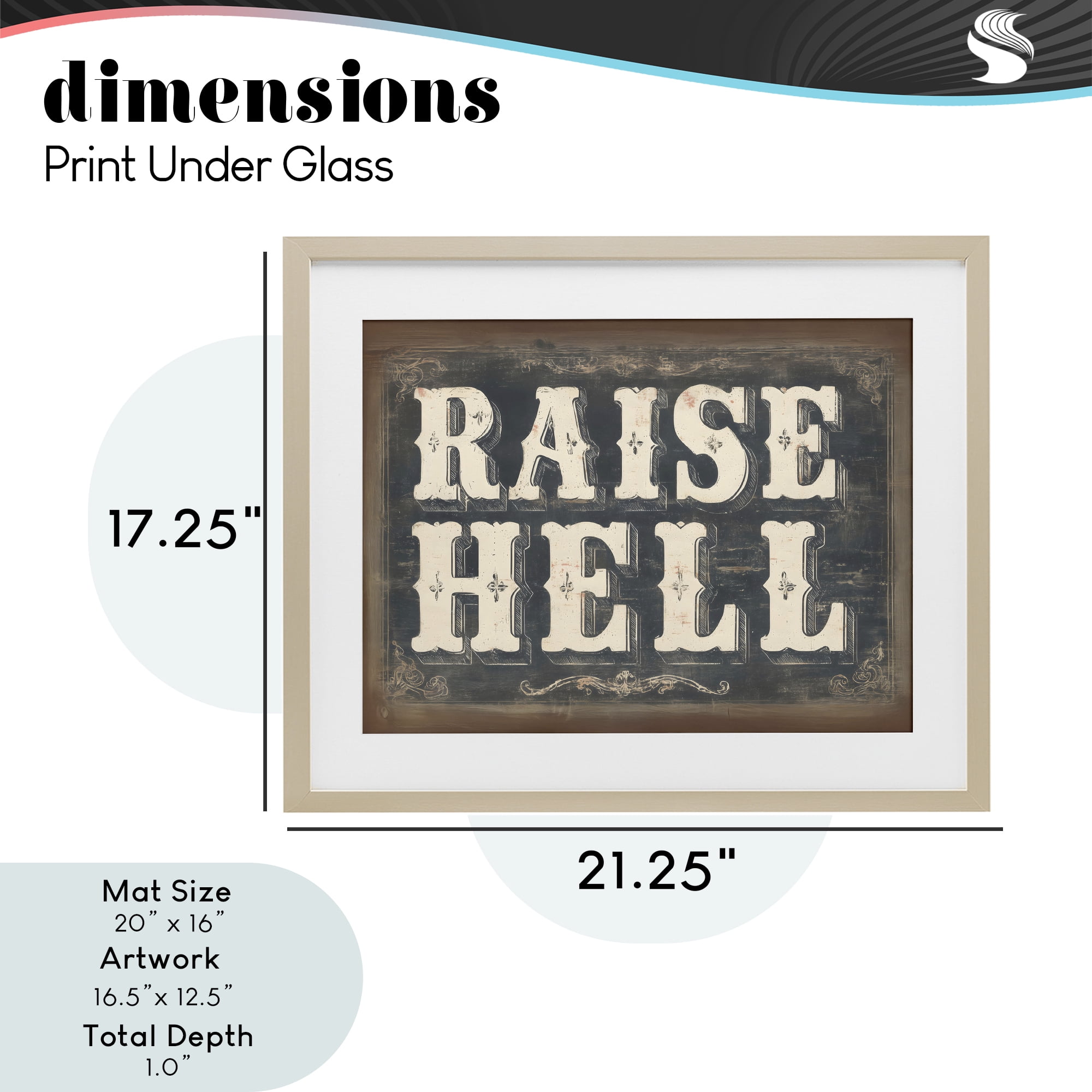 Stupell Industries Raise Hell Vintage Western Birch Framed Print Under Glass, design by Arlington Prints