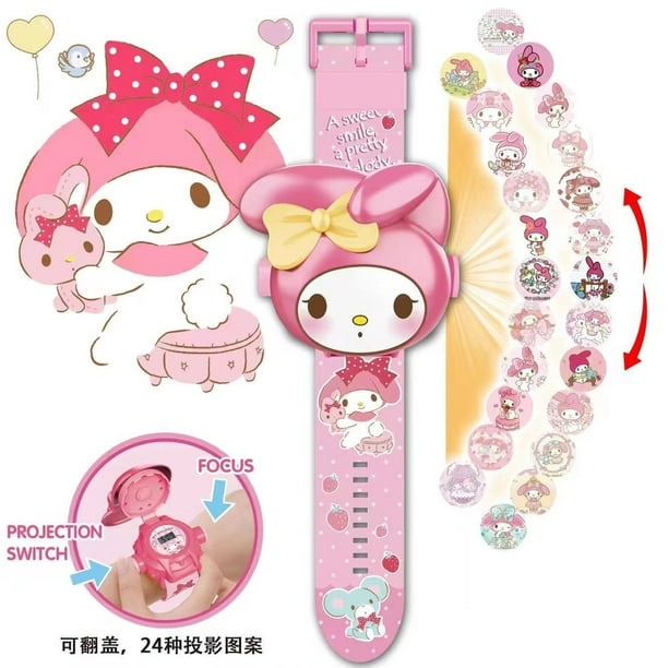 Botu caliente Sanrio Kitty Kuromi 3D dibujos animados Mini proyector Kawaii My Melody niños solapa reloj estudiante Navidad cumpleaños regalo juguete