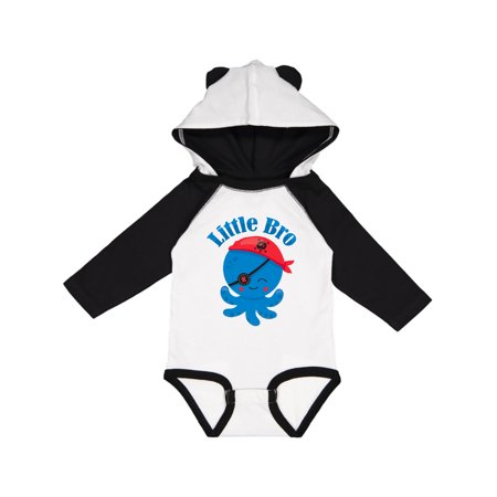 

Inktastic Pirate Octopus Little Bro Gift Baby Boy Long Sleeve Bodysuit