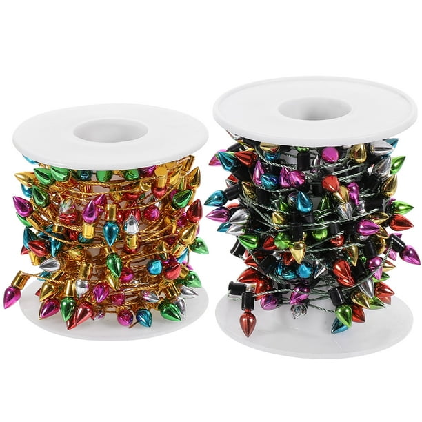 2 rollos de luces falsas para decoración navideña, luces de cadena en miniatura para casa de muñecas