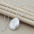 thumbnail image 2 of 40-75cm Plata de Ley 925 corazón ovalado foto redonda marco abierto colgante collar cadena de serpiente para mujer hombre joyería de boda, 2 of 2
