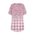thumbnail image 3 of TQWQT Plus Size Womens Tops Sexy Summer Short Sleeve Tee Shirt Tops Floral Print T-Shirt Crewneck Tunic Shirts Loose Fit Casual Trendy Tunics Pink 3XL, 3 of 4