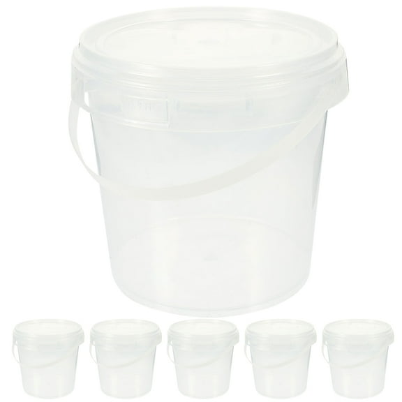 Raindrops 6Pcs Transparent Bucket For Food Handling Round Plastic 12.1X11X9.5CM