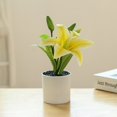 thumbnail image 3 of Soumake Fake Flower Pot Simulated Easy Care Plastic Realistic Lily Bonsai Artificial Plant Decor For Home Household, 3 of 8