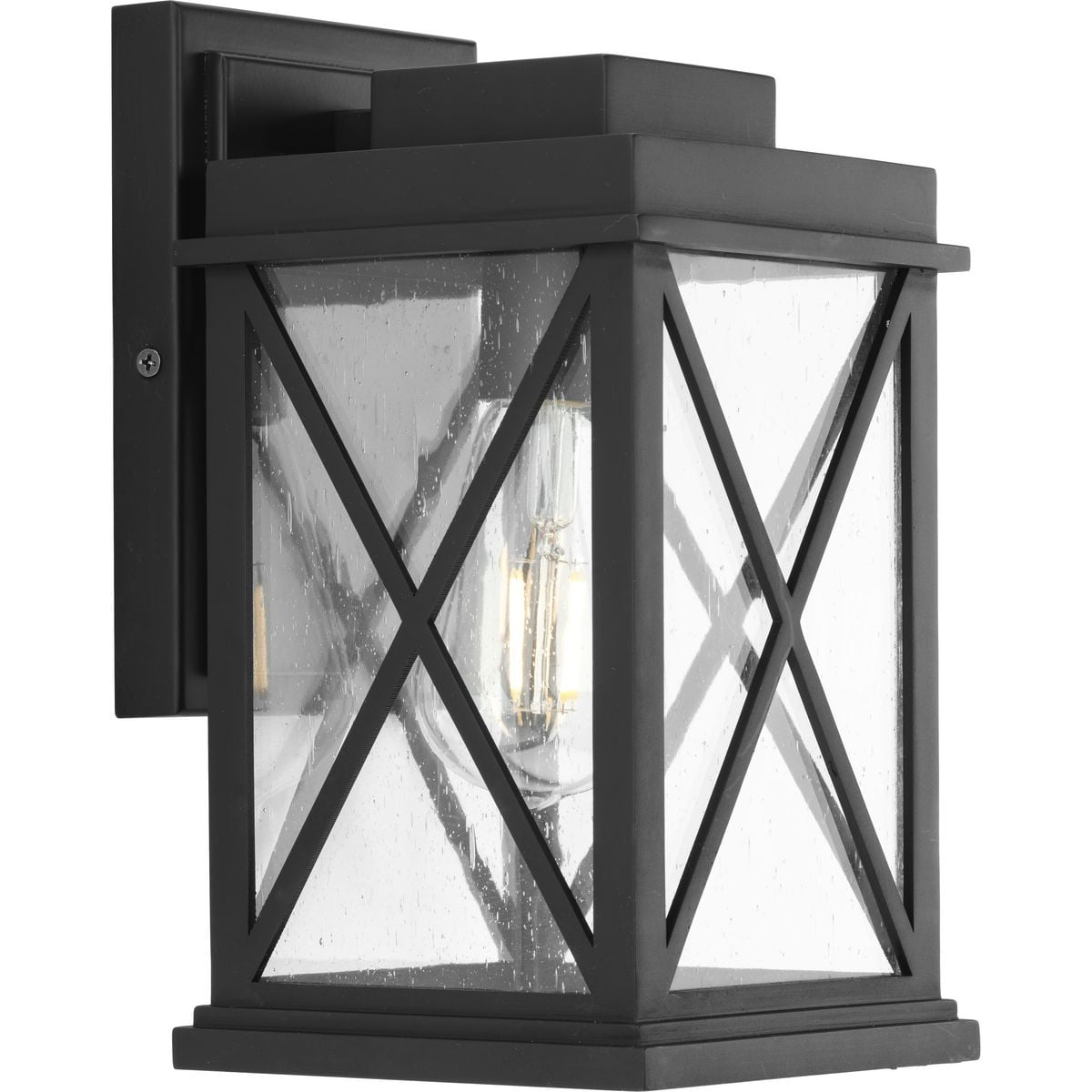 (2 pack) Avec Wrenna Collection Farmhouse Matte Black Outdoor Wall Lantern with Clear Glass Shade