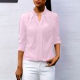 thumbnail image 2 of Women's Dressy Casual Blouses Elegant Chiffon Business Work Shirts Tops Long Sleeve V Neck Blouse, 2 of 8