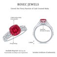 thumbnail image 6 of Rosec Jewels Lab Grown Ruby Cushion Cut Engagement Ring with Diamond - Vintage Style Ring - 2 Carat - AAAA Quality Certified, 14K White Gold, US 9.00, 6 of 7