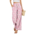 thumbnail image 2 of Wide Leg Pants for Women BWASD Casual Cute Polka Dot Flowy Elastic High Waisted Palazzo Pant Trousers With Pockets Fashion Clothes Summer Beach Vacation Wear (Pink,M), 2 of 8