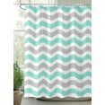 thumbnail image 2 of Geometric Striped Pattern Shower Curtain, Cyan Gray White Wave Pattern Bathroom Decor Curtains Set with Hooks, Waterproof Fabric Home Accessories， 72 X 72 Inch Long, 2 of 6