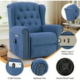 thumbnail image 6 of Power Swivel Rocking Glider Recliner Chair, Electric Nursery Reclining Sofa Chair with Heat and Massage, Wingback Tufted Upholstered Recliner for Living Room, USB and Type-C Ports, Blue, 6 of 9