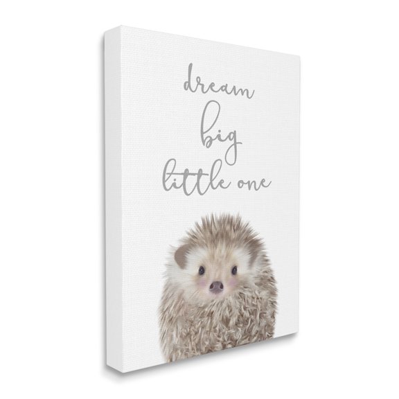 Stupell Industries Dream Big Little One Adorable Inspirational Hedgehog,36 x 48,Designed by Leah Straatsma