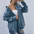 thumbnail image 4 of Lovskoo 2024 Long Sleeve Shirts for Women Corduroy Button Down Shirt Casual Print T-Shirts Single Breasted Fall Spring Loose Shirt Tops Blouse Light Blue, 4 of 7