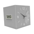 thumbnail image 3 of Reloj de pared de esquina con termómetro, reloj decorativo cuadrado con mes, fecha y Gris, 3 of 9
