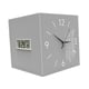 thumbnail image 3 of Reloj de pared de doble cara con pantalla digital (fecha, día de la semana, temperatura). Fabricado en metal resistente. Gris, 3 of 9