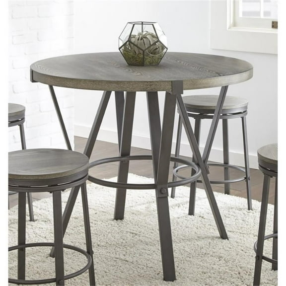 Bowery Hill Round Counter Height Dining Table in Gray