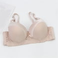 thumbnail image 3 of IQOGKRN Women Elegant Wireless Floral Lace Bra Full Coverage Comfort Brassiere Soft Breathable Everyday Bra Beige 100A, 3 of 8