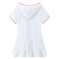 thumbnail image 2 of Xmarks Girls Hooded Zip Terry Coverups Swim Beach Cover-Up Summer Short Sleeve, 2 of 5