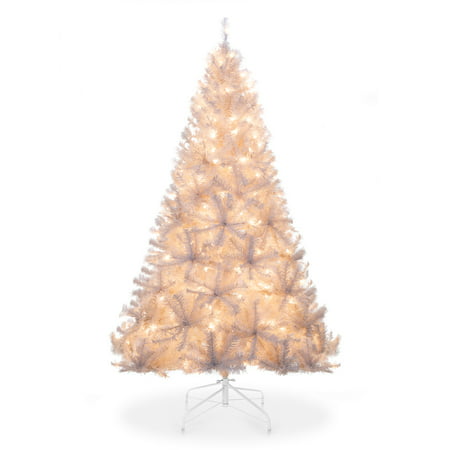 Best Choice Products 6-foot Hinged Artificial Christmas Pine Tree Holiday Decoration with 250 Warm White Lights, Metal Stand, 1,000 Tips, Easy Assembly,