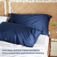 thumbnail image 2 of Juego de 2 fundas de almohada Bedsure, tamaño king, rayón y bambú, color azul marino, 2 of 6