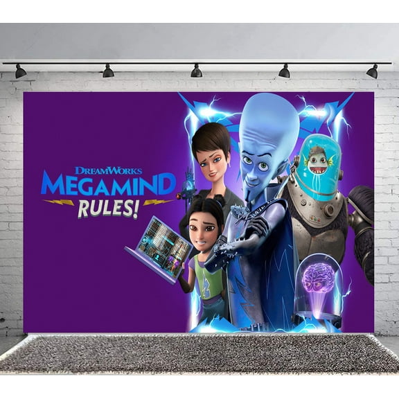 Megamind Rules! Backdrop Banner Party Supplies Poster Movie Theme Background for Photography Birthday Decorations