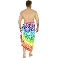 thumbnail image 3 of HAPPY BAY Men's Pareo Swim Trunk Surfing Sarong LGBTQ Pride Rainbow Stripe Long Beach Wrap One Size Colorful, Abstract Summer Vacation Party, 3 of 5