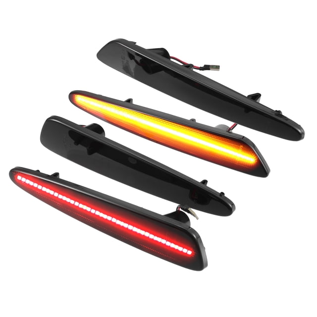 Luz de marcador lateral LED 10440721 Luces de señal de giro traseras delanteras Lámparas de marcador lateral de guardabarros para Chevy Corvette C6 Lente negra Luz LED roja ámbar 2 pares