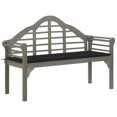 thumbnail image 6 of vidaXL Solid Acacia Wood Garden Queen Bench with Cushion Outdoor Multi Colors, 6 of 16
