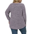 thumbnail image 3 of NISVIYA Plus Size Blouse for Women Fashion Crew Neck Long Sleeve Pleated Tunics Purple, 3 of 6