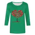 thumbnail image 4 of Plus Size Tops for Women Viikei Long Sleeve Womens Tops,2025 New Year Women's Casual Printed Round Neck Three Quarter Sleeve 3/4 Sleeve T-shirt Top Green XL, 4 of 4