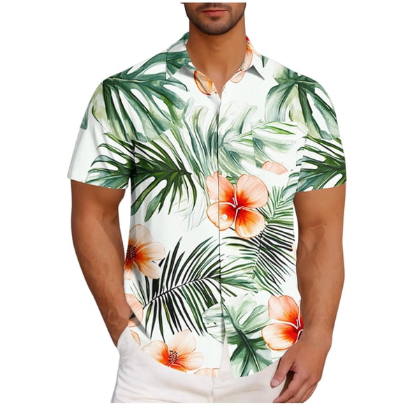 Txeol Stylish Meets Comfortable: Mens Hawaiian Shirts Short Sleeve Button Down - Your Go-To Look for Fun Times and Casual Hangouts Saving Deals,Green,L