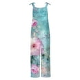 thumbnail image 4 of Simua Womens Wide Leg Rompers Casual Loose Sleeveless Bohemian Beach Jumpsuits Spaghetti Strap Overalls with Pockets, 4 of 5