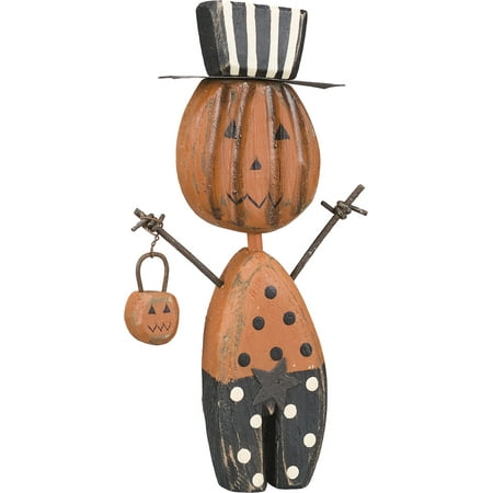 Pbk Halloween Decor Wood Prim Chunky Jack Pumpkin Sitter 21160