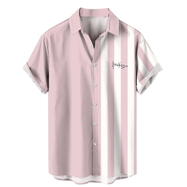 XDZJLR T-Shirts pour Hommes Plage Hawaïenne Manches Courtes Rayé