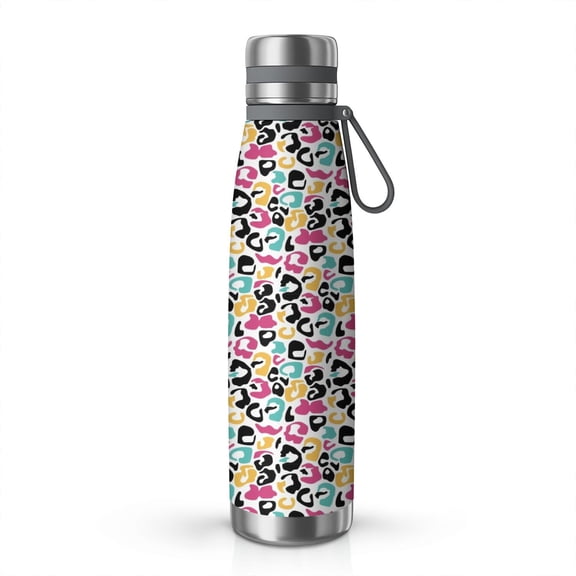 Leopard Print 29oz Stainless Steel Insulated Thermos with Tea Filter, 360° Printed Travel Bottle, Leakproof BPA-Free Flask with Anti-Slip Base, 304 Inner & 201 Outer, Vacuum Cup