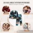 thumbnail image 7 of Vsdgher Black Panther Floral Illustration Pajamas Set Long Sleeve Sleepwear Womens Button Down Nightwear Pj Sets-X-Large, 7 of 7