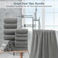 thumbnail image 3 of 18 Piece Bath Towels Set,Ultra Soft Family Bathroom Towel Set with Hanging Loops-6 Bath Towels,6 Hand Towels,6 Washcloths,Highly Absorbent Quick Dry Shower Towel for Bathroom,Hotel,Spa-Grey Towel Set, 3 of 7