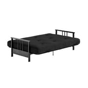 DHP Harlow Full Metal Arm Futon with 6-Inch Thermobonded High Density Polyester Fill Black Microfiber Mattress