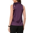 thumbnail image 3 of INSPIRE CHIC Women's Satin Tank Tops Sleeveless Bow Tie Neck Solid Work Blouses M Dark Purple, 3 of 6