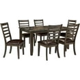 thumbnail image 1 of Cosmic Homes 7-Piece Dining Table Set for 6 – Black & Brown, Wooden Kitchen Table with Faux Leather Chairs, 1 of 7
