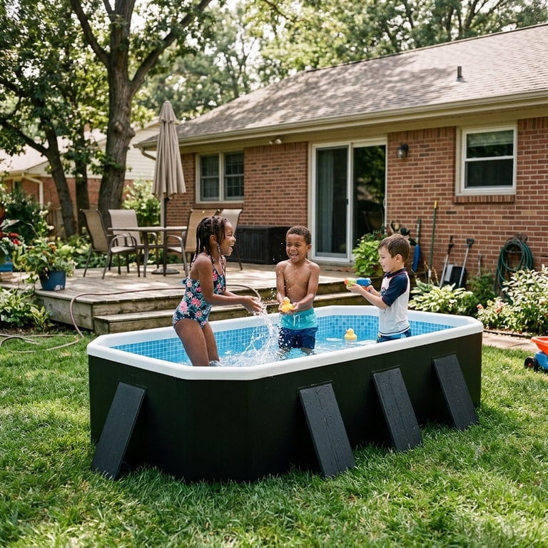 Hurber Foldable Swimming Pool, Large Non-Inflatable Adults Kids