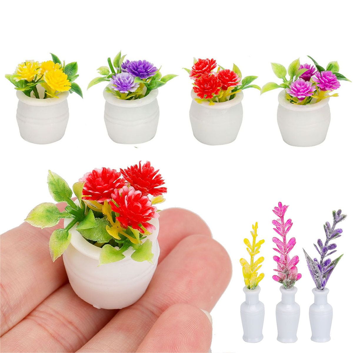Set 8 Lovely Mixs Plant Flower Dollhouse Miniature Home Decoration 