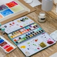 thumbnail image 6 of Uxcell Empty Watercolor Palette, Metal Watercolor Tin with 14pcs Full Pans Paint Box, Black 14 Wells, 6 of 7