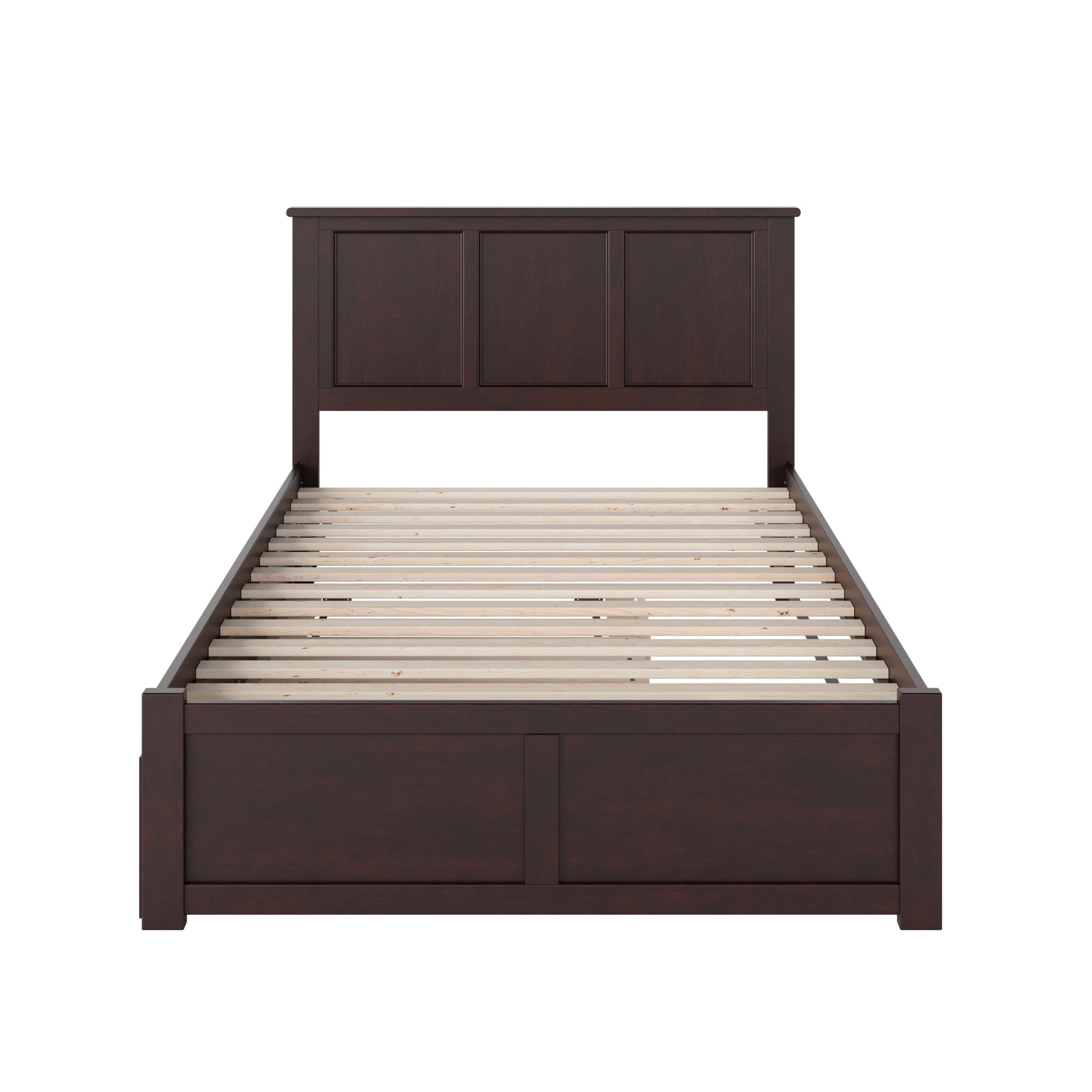 AFI Madison Full Solid Wood Platform Bed with Footboard & Twin Trundle, Espresso