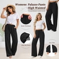 thumbnail image 2 of SWQZVT Women's Summer Palazzo Pants High Waisted Wide Leg Drawstring Flowy Beach Lounge Pants with Pockets, 2 of 8