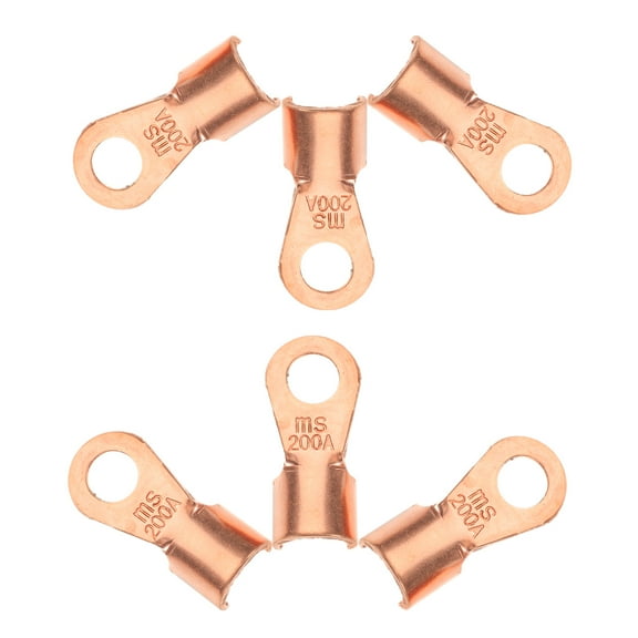 FRCOLOR 6pcs Open End Copper Crimp Terminal Lug Battery Cable Connector Electrical Connector Crimp Butt Connectors for Applicable Wire Diameter
