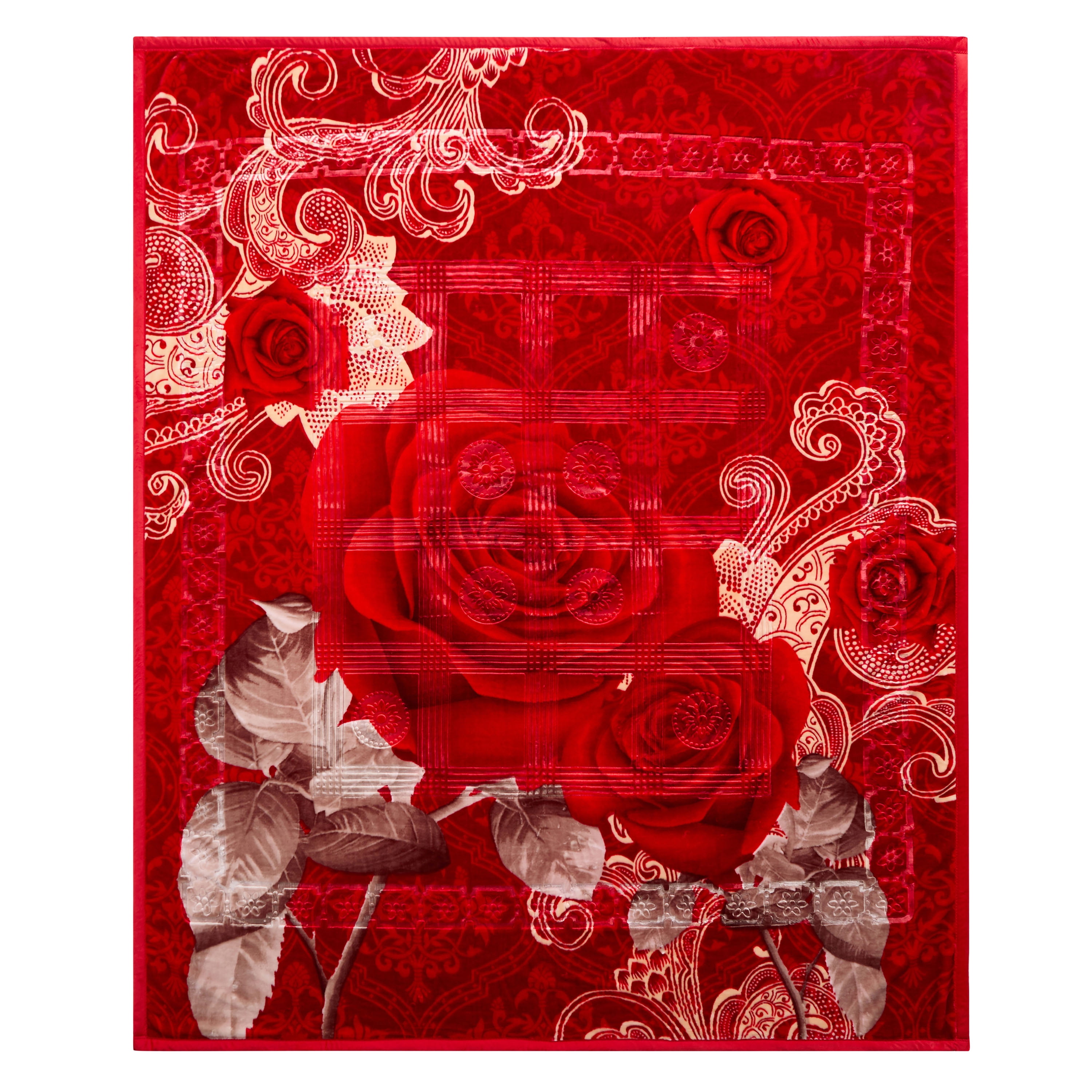 Lammaloe King Size Korean Mink Blanket for Winter, 12 lbs, 87" x 94", Heavy 2-Ply Warm Heavyweight Raschel Bed Blankets, Reversible Printed, Maroon