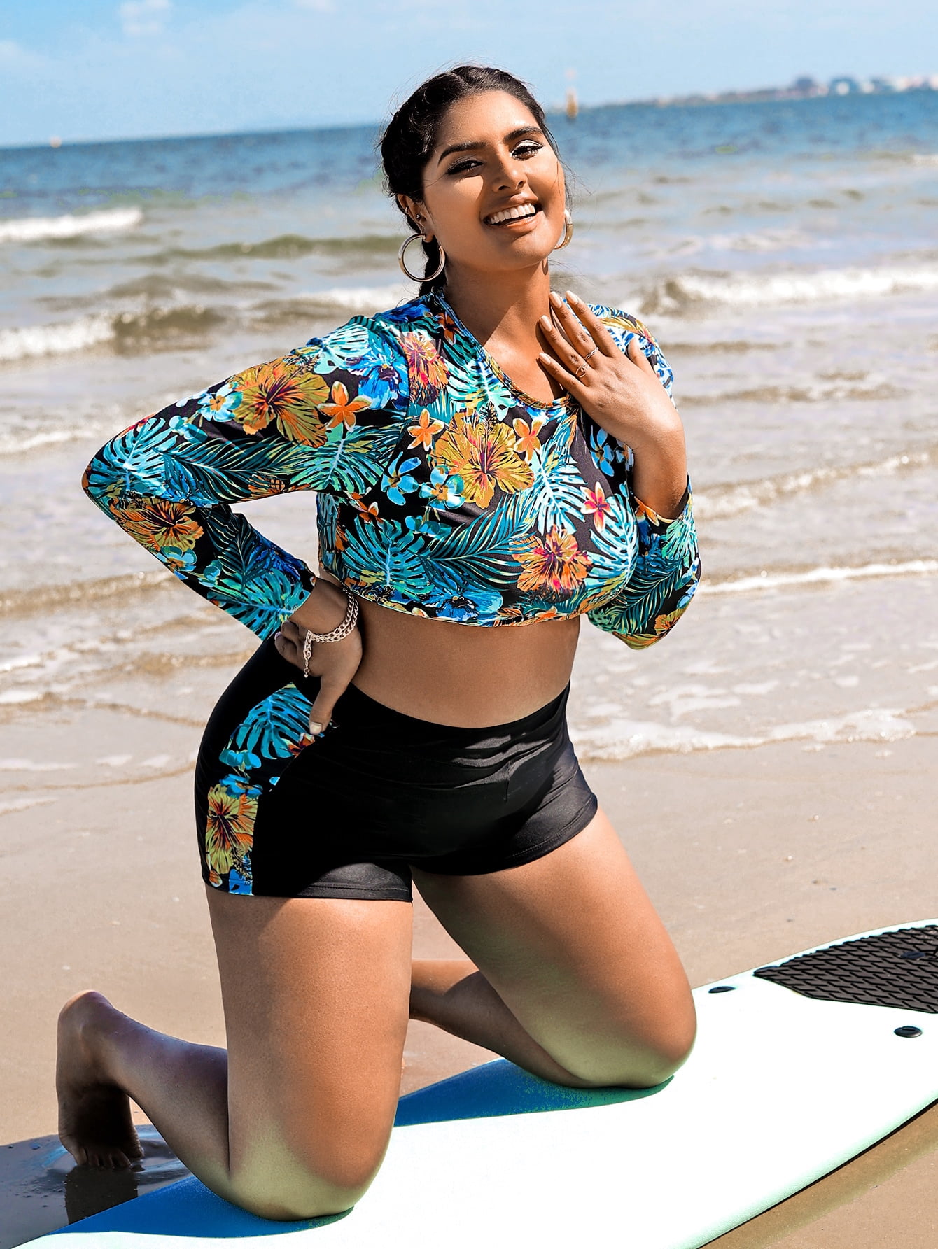 Tropical Print Bikini Swimsuit 1XL 