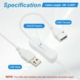 thumbnail image 2 of Uxcell 2M USB Cable with ON/Off Switch, 1 Pcs USB Male to Female Extension Cord for LED Desk Lamp, White, 2 of 7