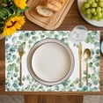 thumbnail image 4 of Sage Green Eucalyptus Placemats Set of 4, Spring Summer Pastoral Leaves Placemats for Dining Table, Place Mats for Kitchen Tabletop, Waterproof Wipeable Dining Table Mats Set, 4 of 9